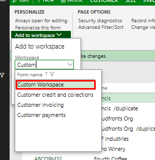 Select Custom Workspace